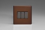 Varilight 3-Gang 10A 1- or 2-Way Rocker Switch Mocha (XDM3S)