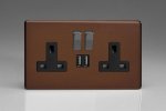 Varilight 2-Gang 13A Single Pole Switched Socket with USB Mocha (XDM5U2SBS)