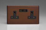 Varilight 2-Gang 13A Unswitched Socket   USB port Mocha (XDM5U2BS)