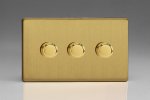 Varilight 3-Gang 2-Way Push on-off Dimmer 3 x 60-400W Brass (HDB33S)