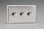 Varilight 3 Gang 2 Way push on/off Dimmer 3 x 60-400w Mirror Chrome (HC33)