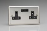 Varilight 2-Gang 13A Unswitched Socket DC USB Ports Mirror Chrome (XC5U2B)